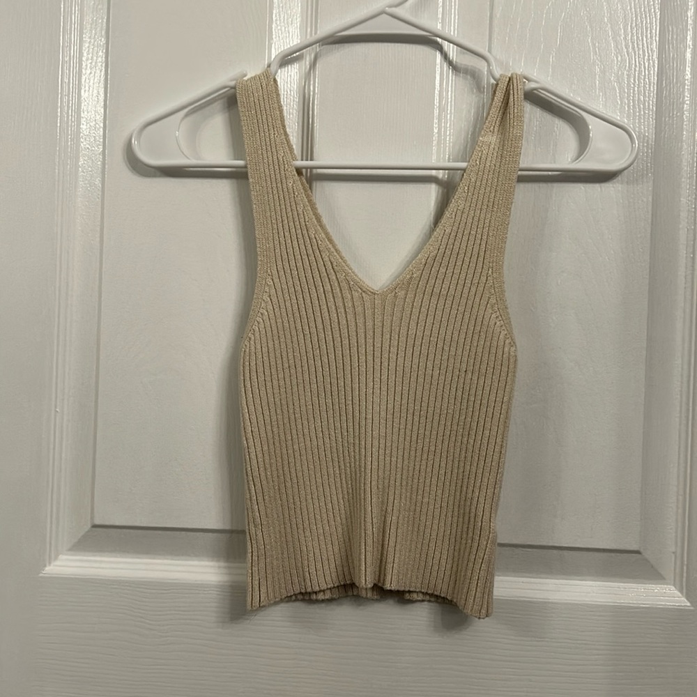 cream colored ribbed soft tank top
